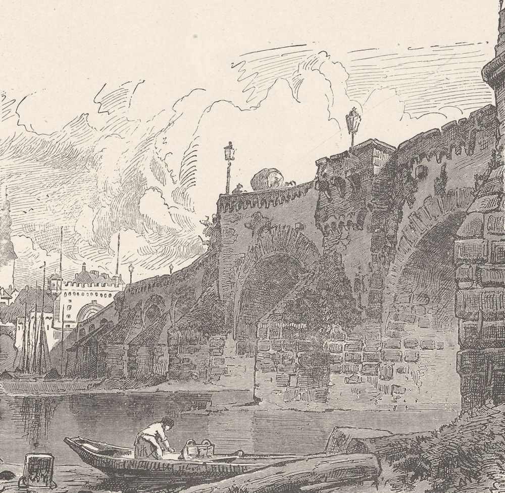 GERMANY. Bridge, Moselle, Koblenz 1903 old antique vintage print picture